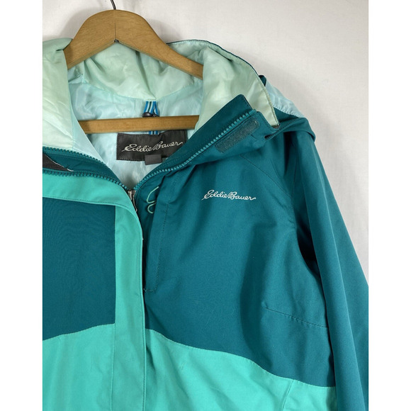 Eddie Bauer Jacket Weatheredge Plus Womens Size Large Full Zip Hooded Green - Picture 4 of 14